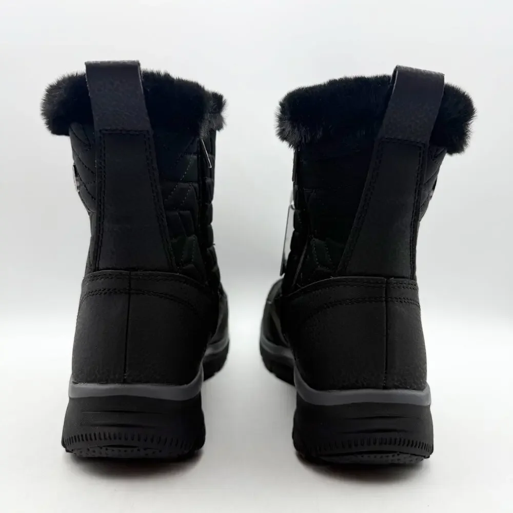 Skechers Womens Easy Going Frostline Winter Boots US 8.5 Black Waterproof NWT